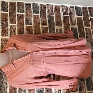 Sonoma button up blouse, stretch sides for comfort, pocket front. Large